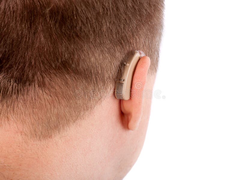 Ear with hearing aid stock image. Image of hearing, head 53043723