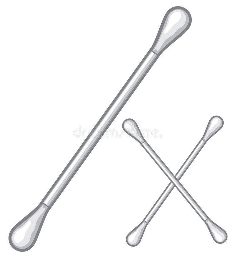 Ear pick, cotton stick, white cotton swabs. Applicator stick vectors