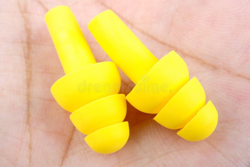 Construction Worker Wearing Protective Ear Plugs Stock Image Image of