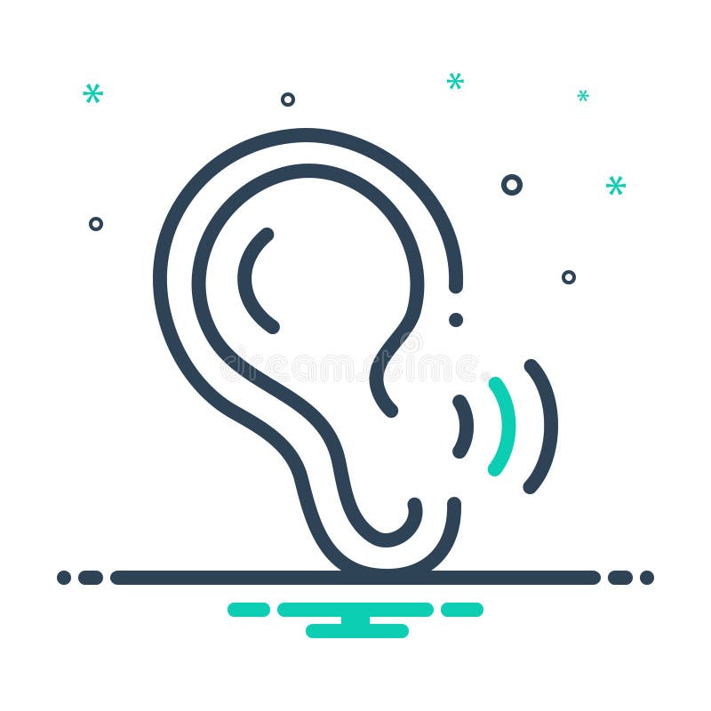 Black Mix Icon for Ear Recognition, Hear and Listen Stock Vector ...