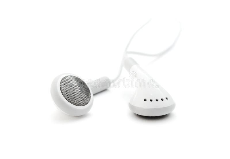 White earbuds on white background