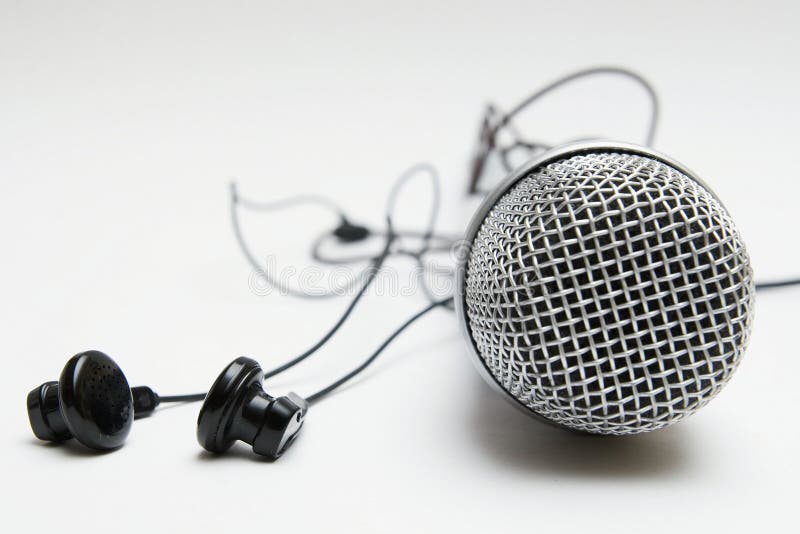 A pair of earbuds and microphone.