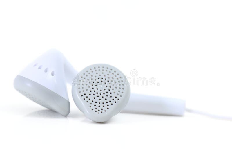 White earbuds on white background