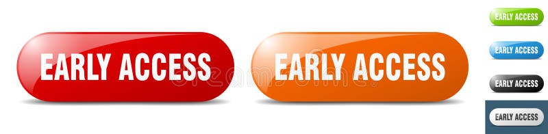 Early access button. key. sign. push button set vector illustration