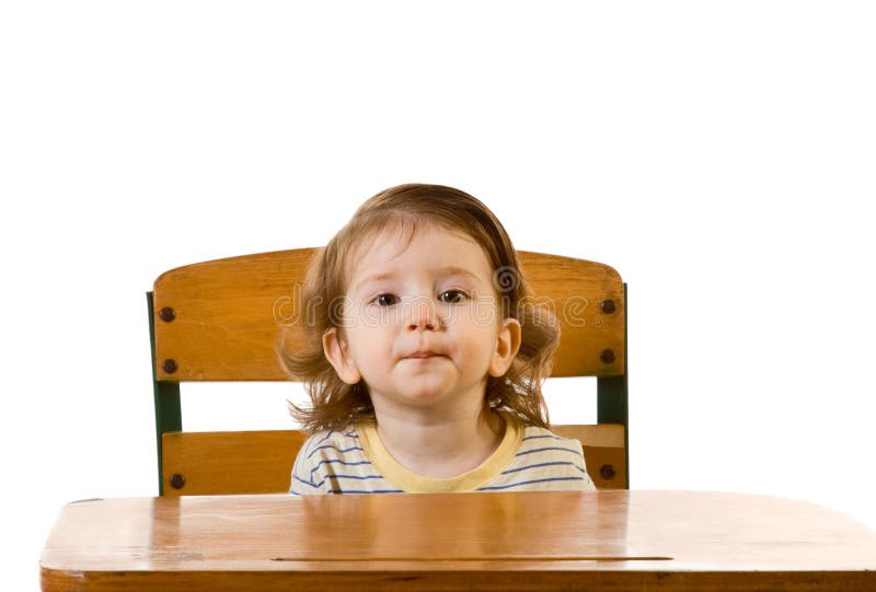 Early Education Baby Boy Sitting at School Desk Stock Photo Image of