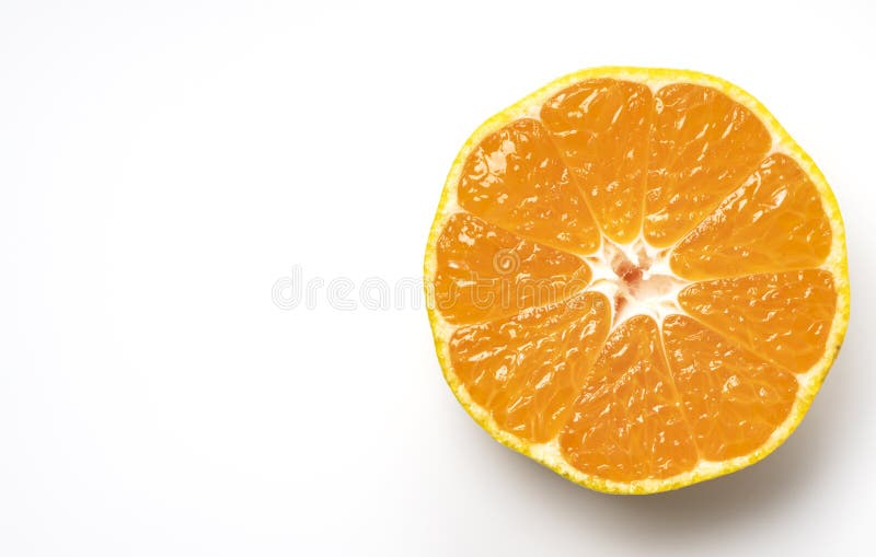 Early Japanese Mandarin Oranges on a White Background Stock Photo
