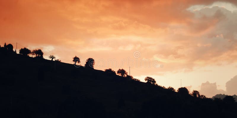 Early morning in Enna - vintage effect. Scenic view retro photo.