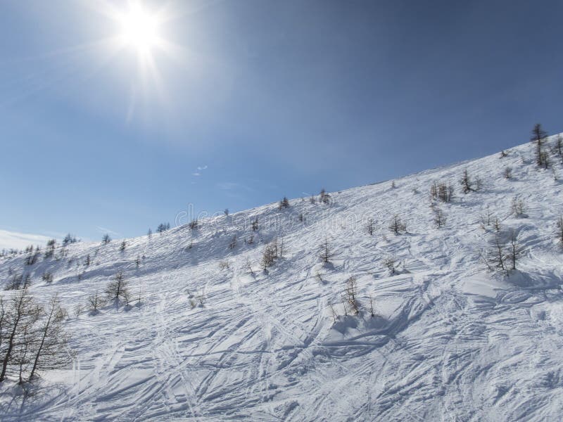 Early morning in French alps ski resort royalty free stock images Early morning in French alps ski resort royalty free stock images