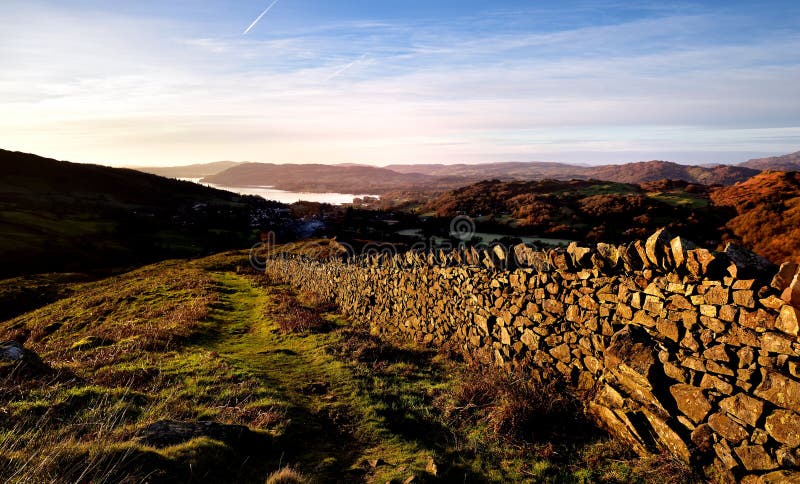 Early morning light on the dry stone wall. Early morning light on the dry stone wall