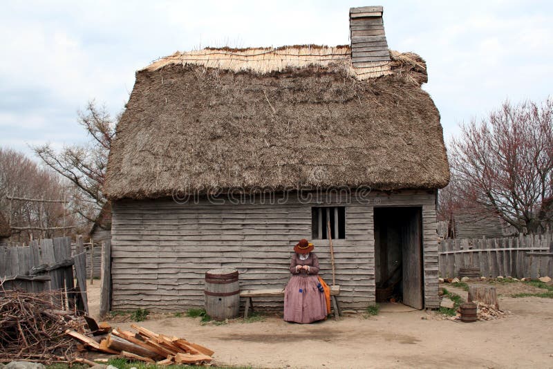 Early New England Settlement Home Stock Photo Image of site