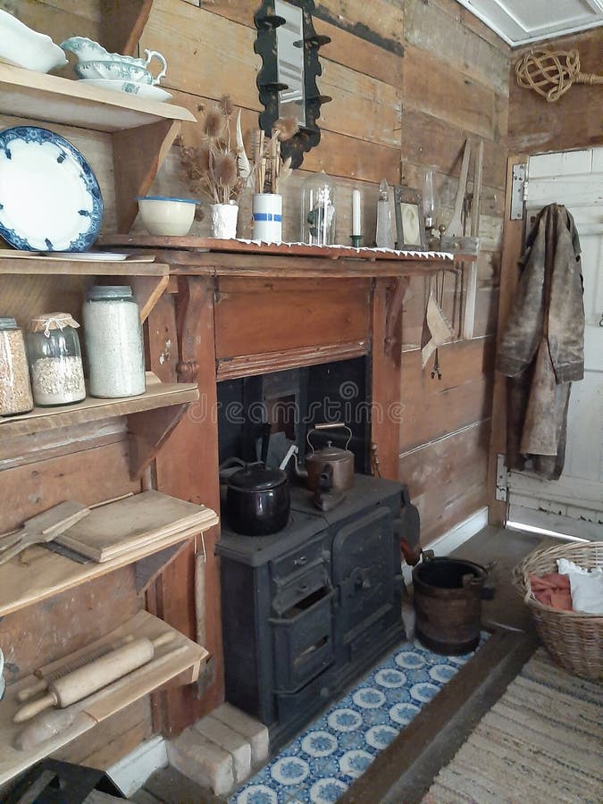 Early settler kitchen stock photo. Image of stove, kitchen 161855794