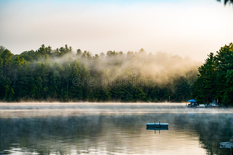 Mist clearing of lake