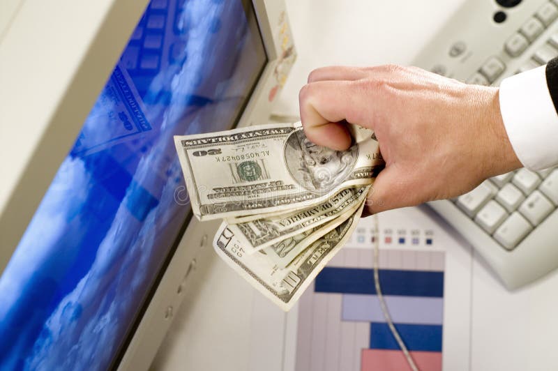 Earn money stock image. Image of keyboard, dollar, palm 1158829