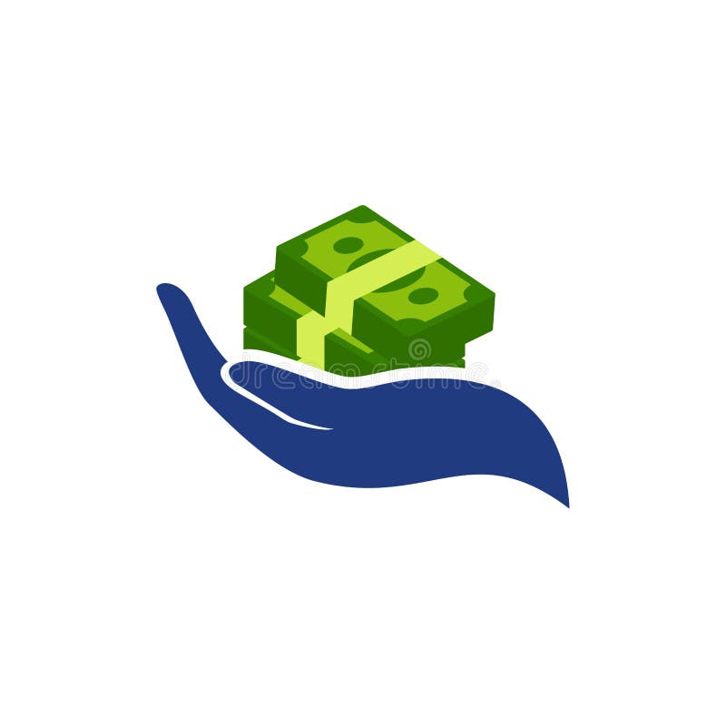 Earn Money Vector Logo Icon Design. Salary Symbol Design with Hand
