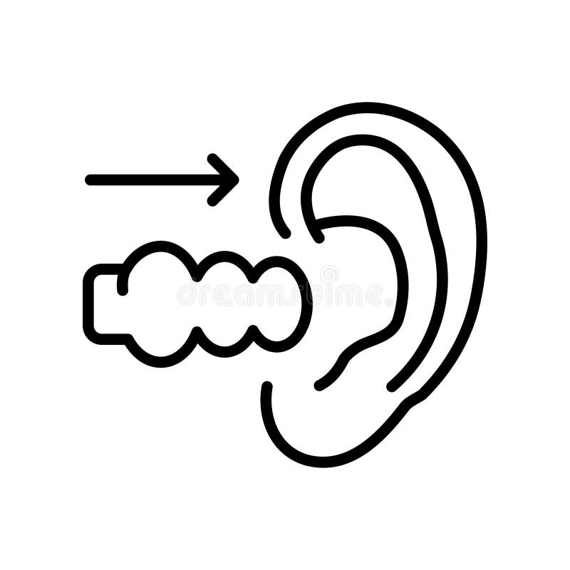 Earplugs Linear Icon. Silicone, Foam Safety Ear Plug. Noise Protection