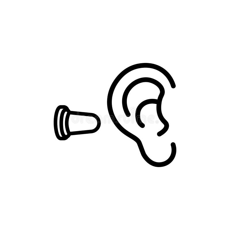 Earplugs Linear Icon. Silicone, Foam Safety Ear Plug. Noise Protection