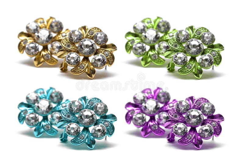 Earrings with diamonds stock images