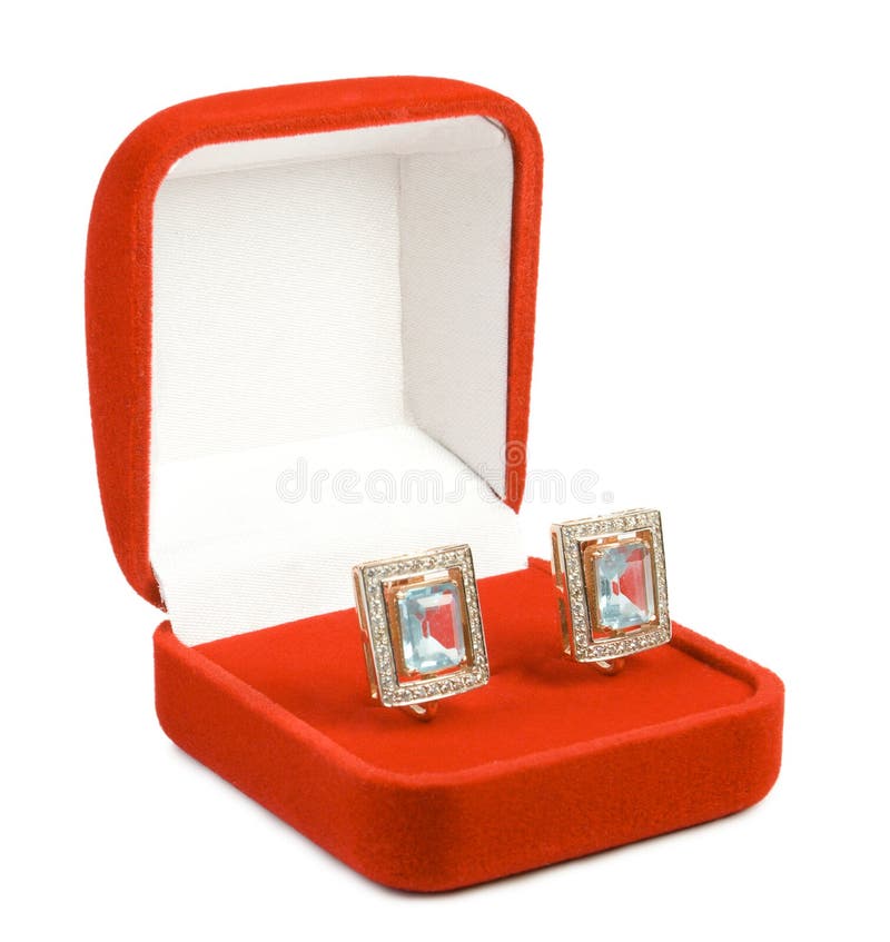 Earrings in red box.