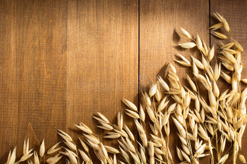 Ears of oat on wood