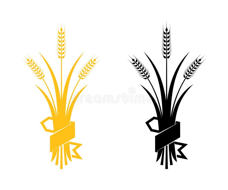 Ears of Wheat, Barley or Rye Vector Visual Graphic Icons Stock Vector