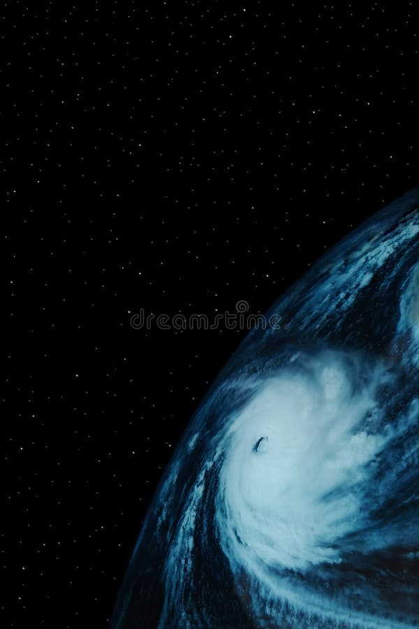 A simple background of the earth and stars at night in the sky of our own universe with a severe weather system in progress. A simple background of the earth and stars at night in the sky of our own universe with a severe weather system in progress