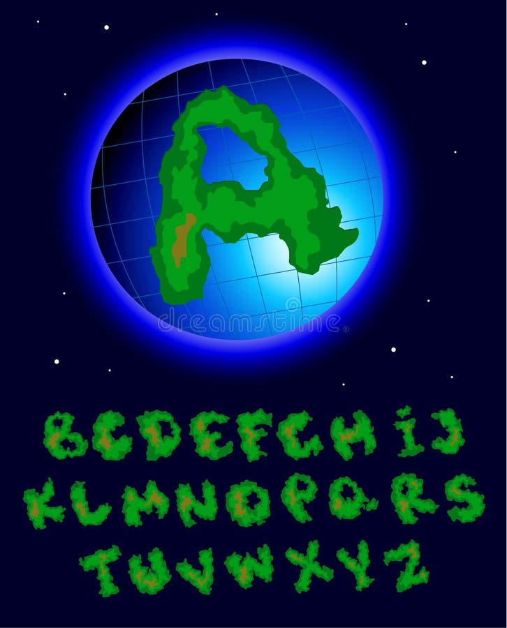 Earth alphabet stock vector. Illustration of font, space 18943926