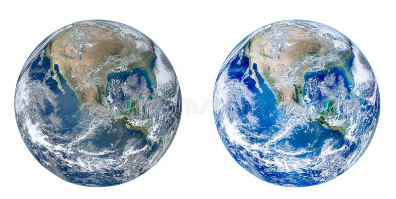 Planet Earth Globe view from space isolated on white background.