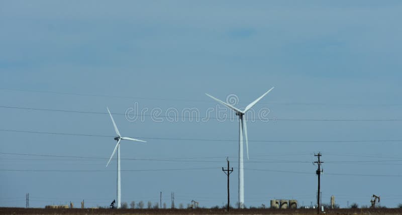 Wind turbines on Cotton fields in Northwestern Texas. Texas wind energy turbines stock images, royalty-free photos and pictures