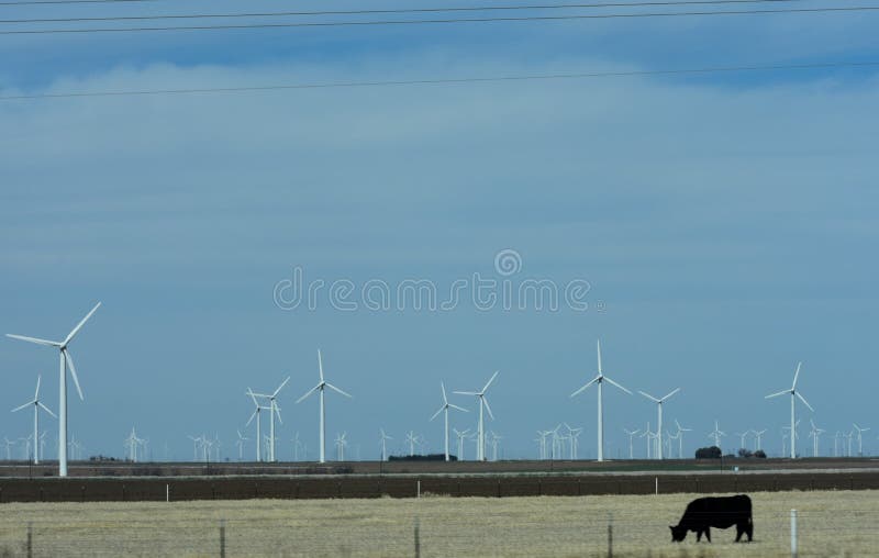Wind Power on Farmland in Northwestern Texas. Texas wind energy turbines stock images, royalty-free photos and pictures
