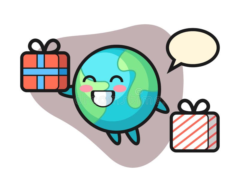 Earth Cartoon Giving the Gift Stock Vector - Illustration of simple,  explore: 186823238
