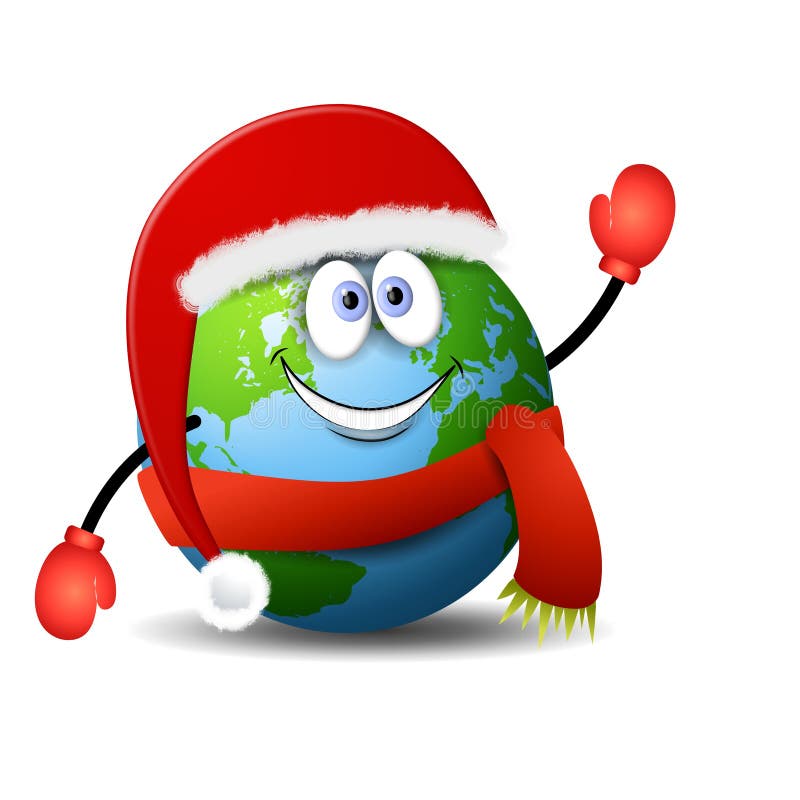 Earth Christmas Cartoon vector illustration