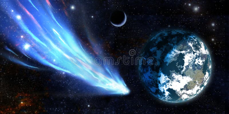 Earth and a comet royalty free illustration