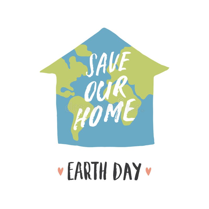 Earth Day Celebration Greeting Card, Happy Earth Day Lettering. Vector
