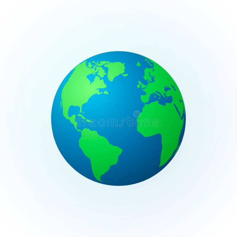 Earth in the form of a globe. Earth Planet icon. Detailed colored world map. Vector illustration isolated on white background stock illustration
