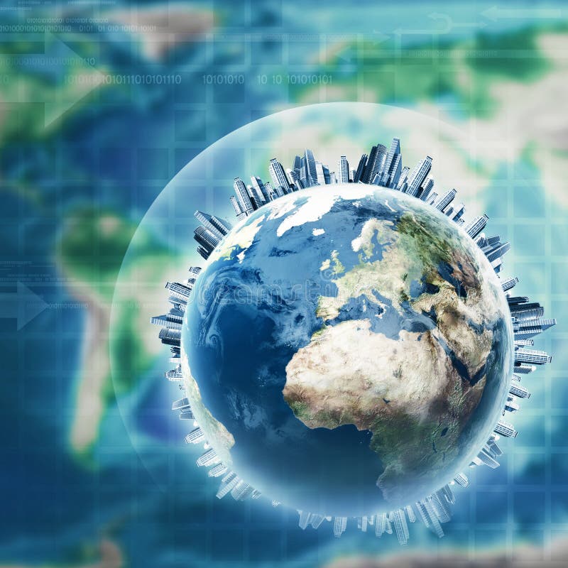 Earth globe against planet map