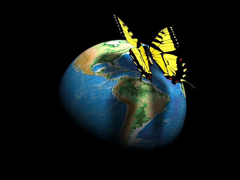Earth globe and butterfly