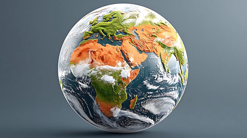 Earth globe with detailed topography and vibrant colors showcasing continents and oceans, creating captivating view of our royalty free illustration