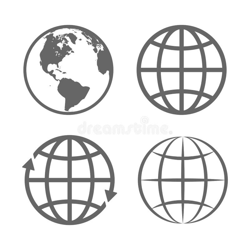 Earth Globe Emblem. Logo Template. Icon Set. Vector stock illustration