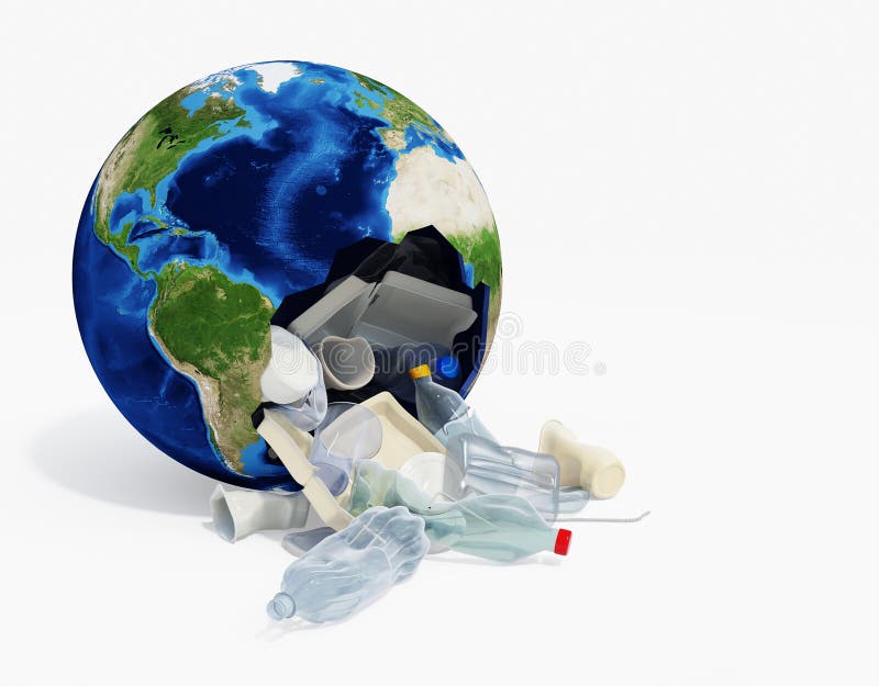Earth Globe Full of Plastic Waste Stock Illustration Illustration of