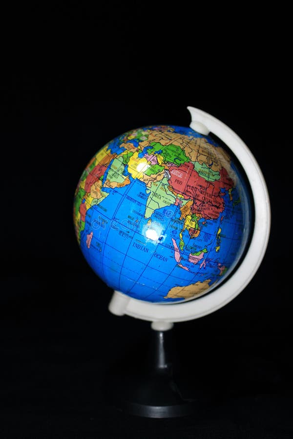 Earth Globe Isolated on a Black Background. Stock Photo Image of