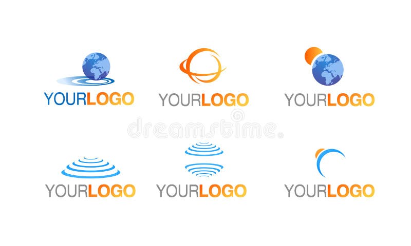 Earth globe logo vector set stock illustration