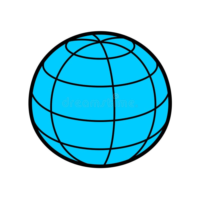 Earth globe sphere 3D illustration with wireframe lines. Blue planet perspective view symbol.