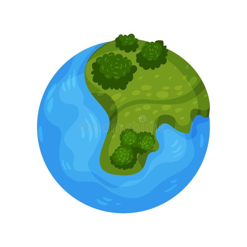 Earth globe wirh green island vector Illustration on a white background