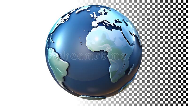 Earth globe, world and geography symbol png transparent image Generative AI. A stylized Earth globe, ideal for representing the world, geography, global themes, travel, international concepts, and environmental topics in your designs and presentations. png transparent image Generative AI