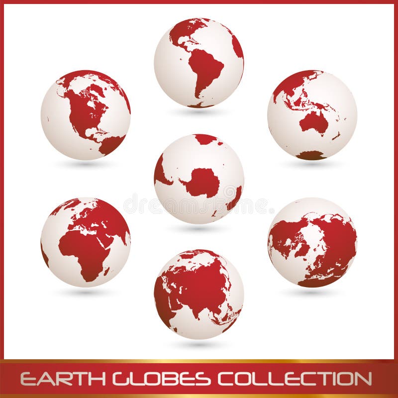 Earth globes colection, white - red