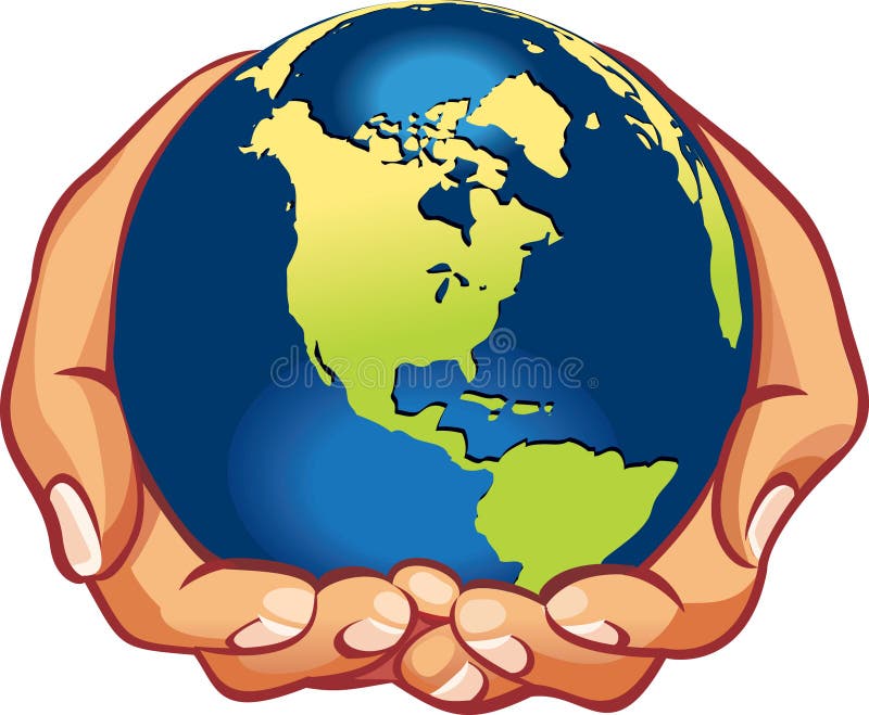 Earth on human hand vector illustration
