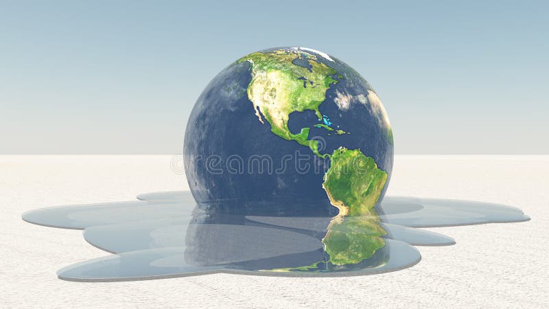 Earth melting into water stock illustration