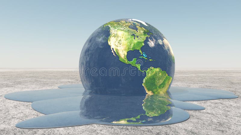 Earth melting into water vector illustration