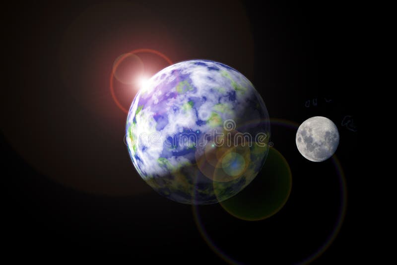 Earth and Moon royalty free illustration