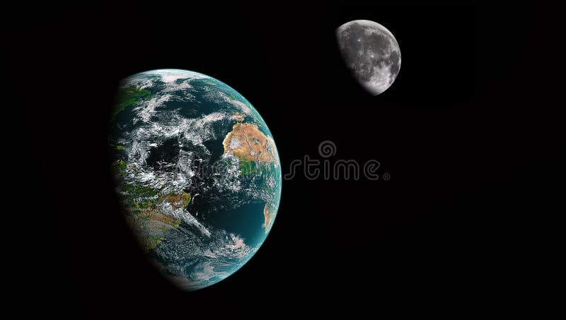 Earth and Moon stock illustration